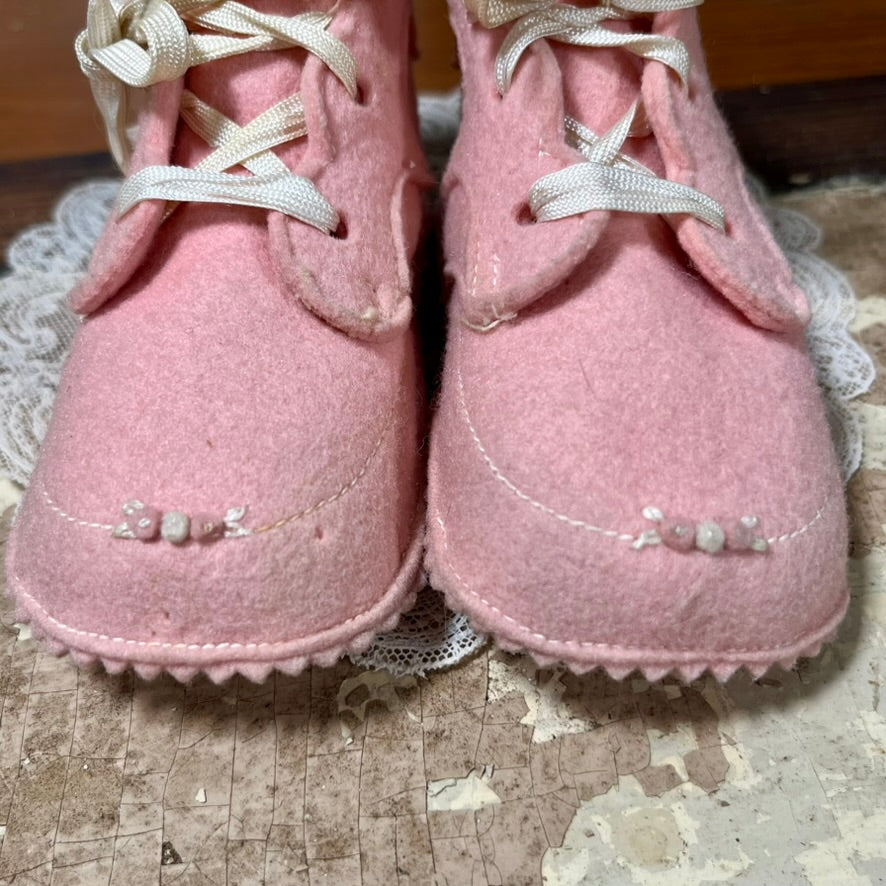 Vintage Pink Baby Booties