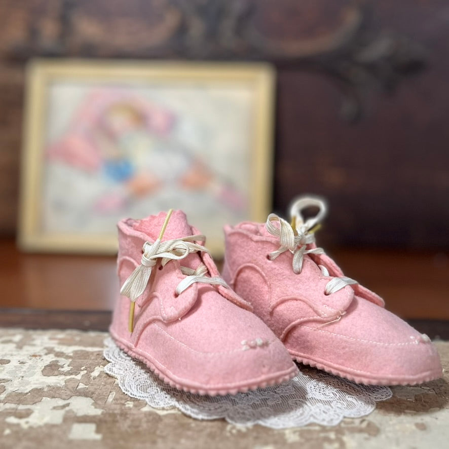 Vintage Pink Baby Booties