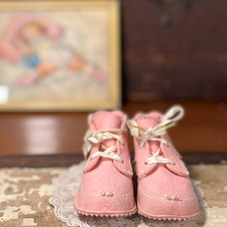 Vintage Pink Baby Booties