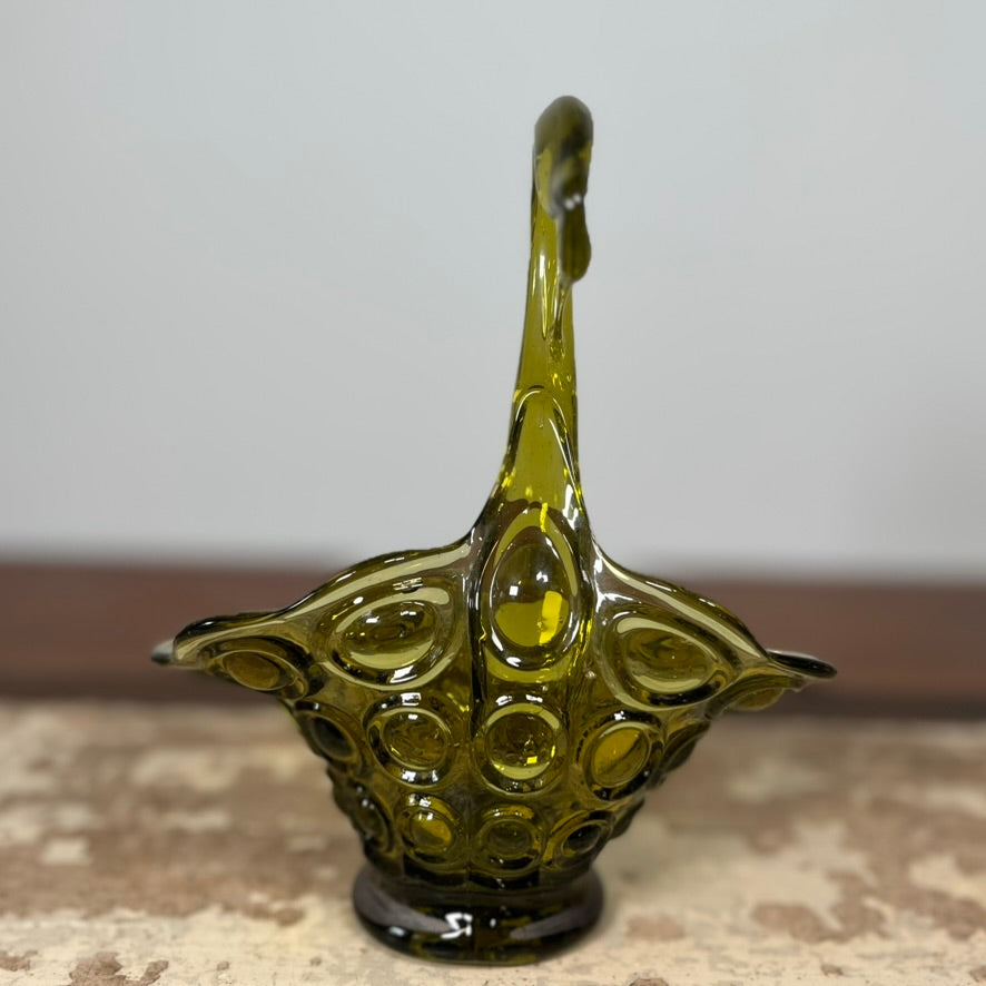 Mid-Century Green Swan Candy Dish