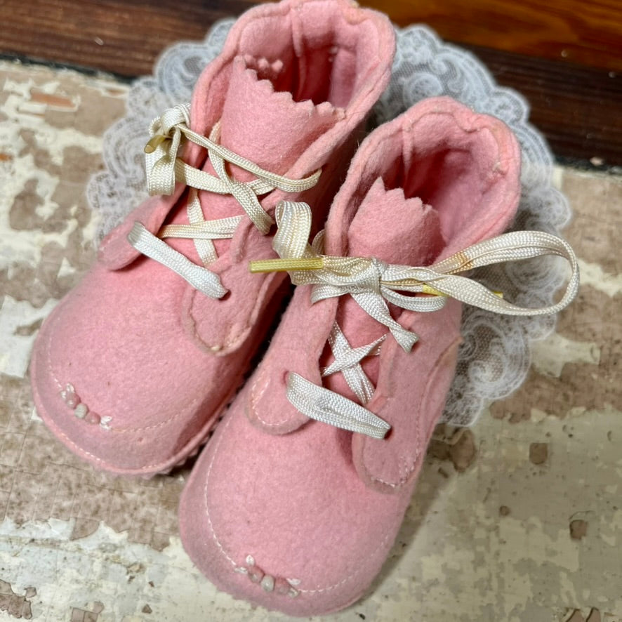 Vintage Pink Baby Booties