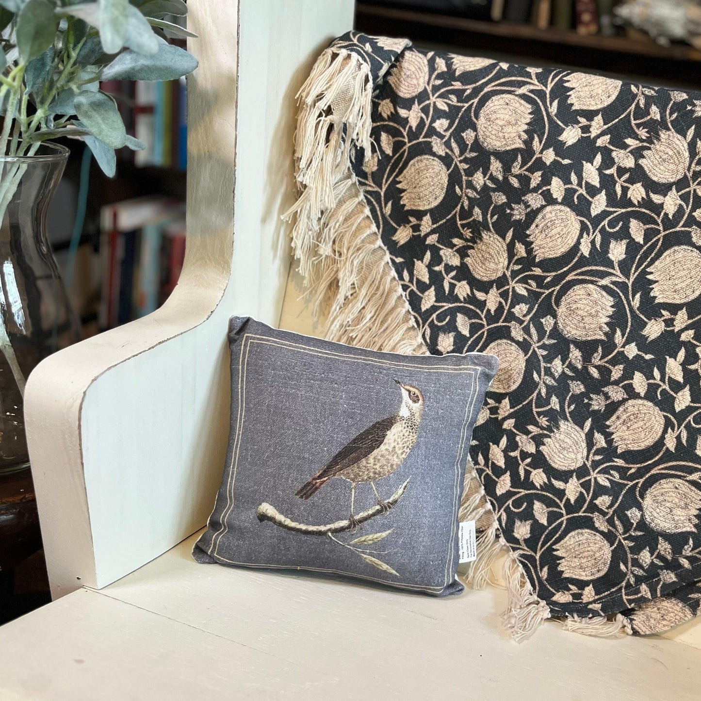 Blue Birdie Pillow - Sparrow and Finch Vintage