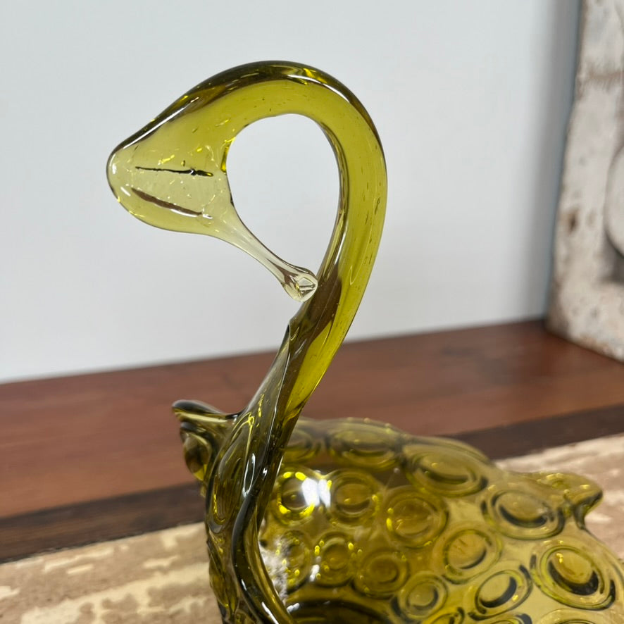 Mid-Century Green Swan Candy Dish
