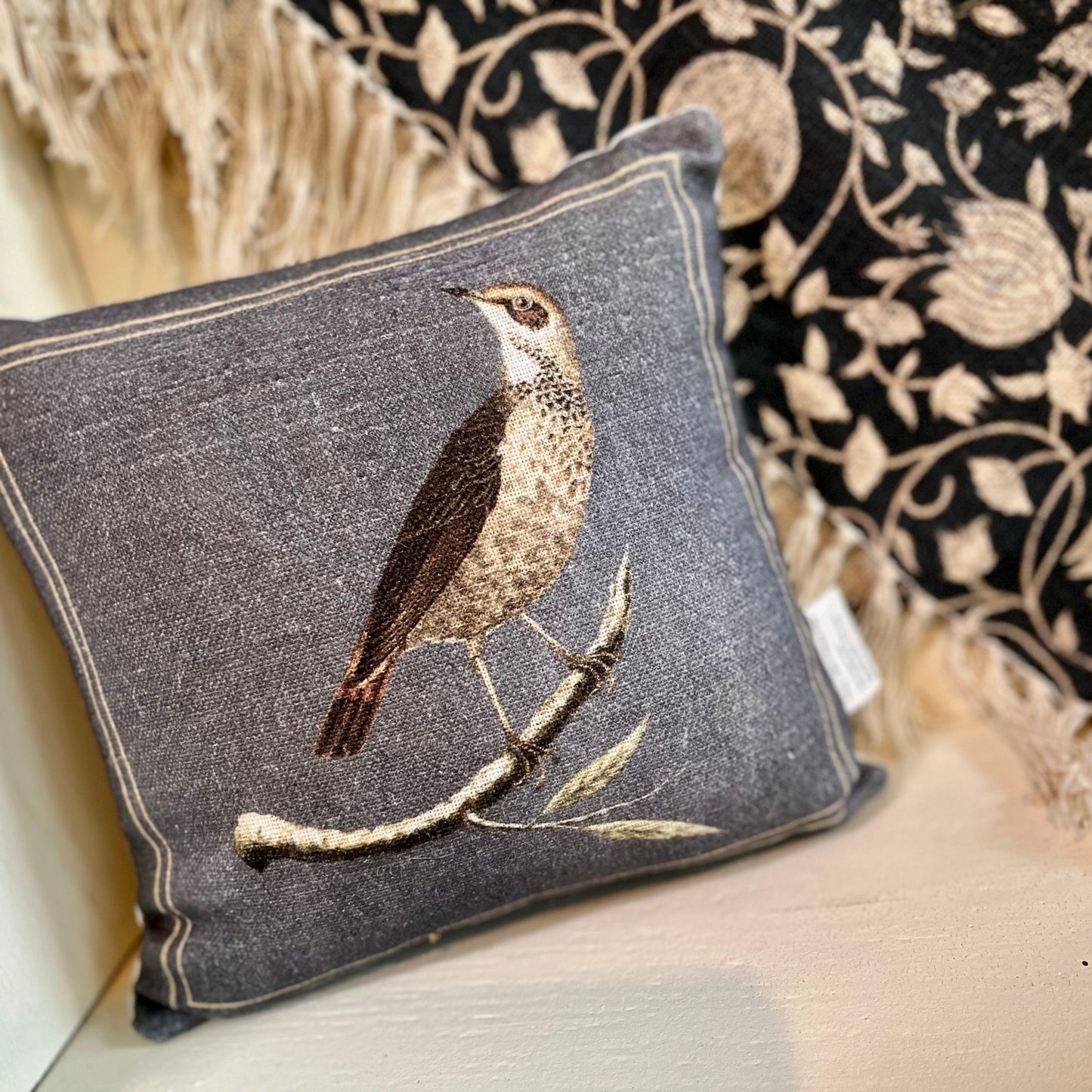 Blue Birdie Pillow - Sparrow and Finch Vintage