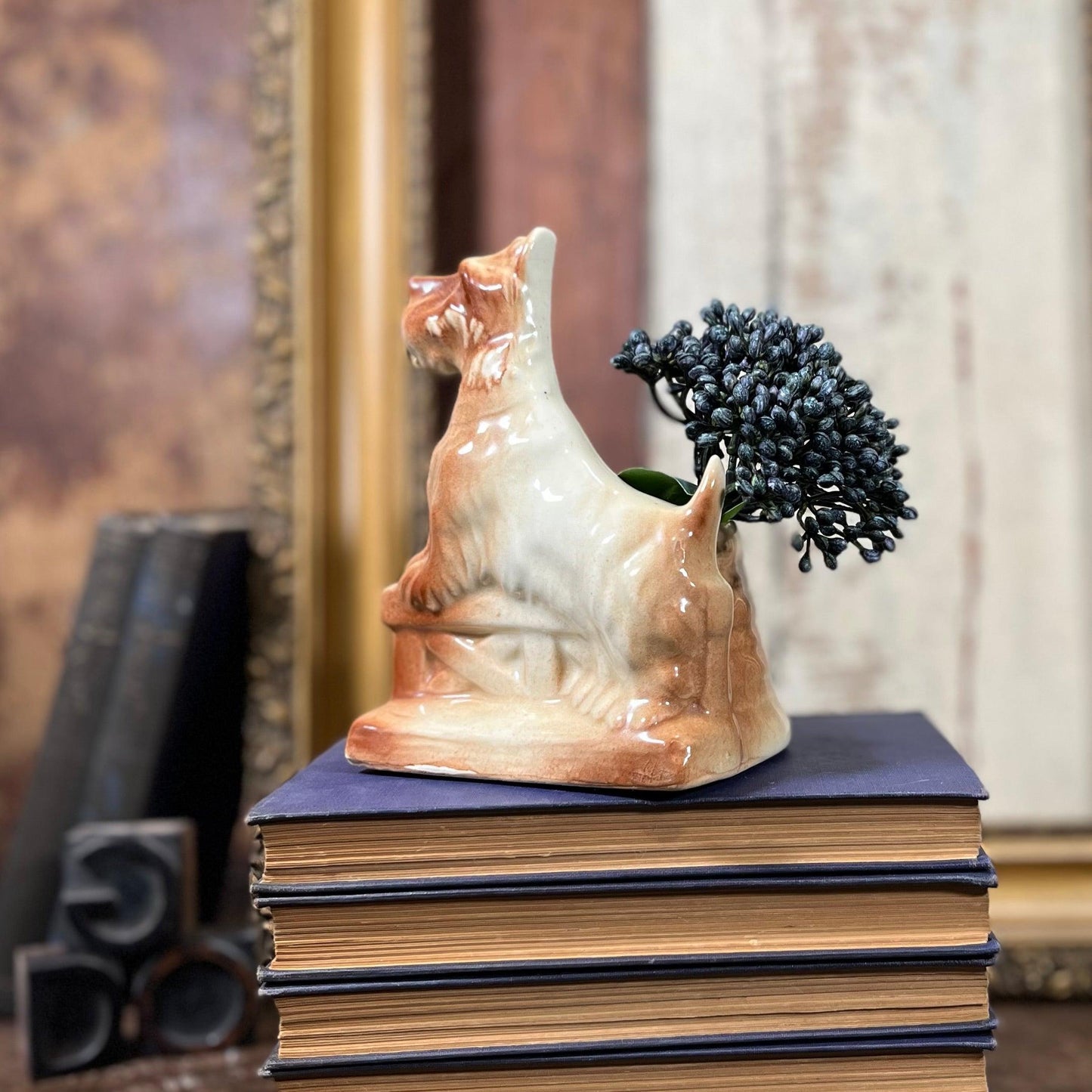 Vintage Terrier Dog Ceramic Planter - Sparrow and Finch Vintage