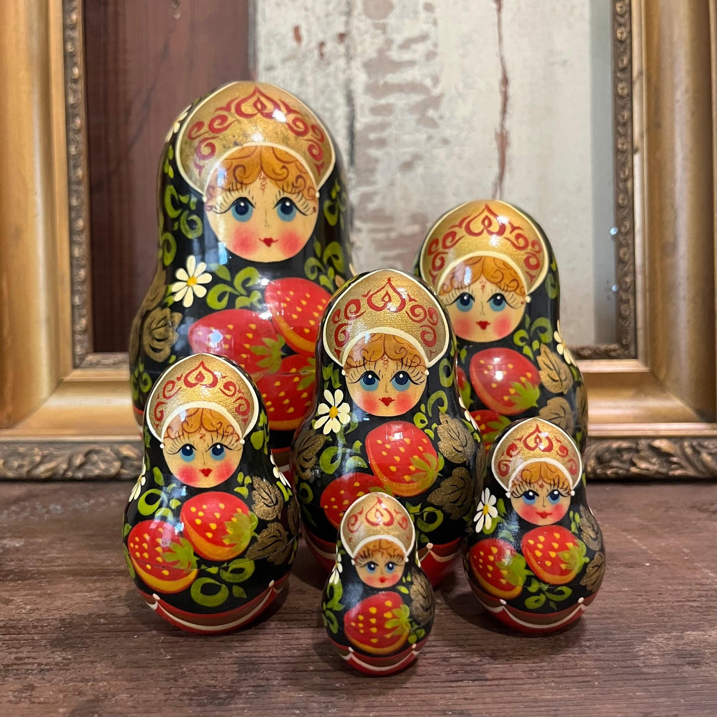 Vintage Russian Nesting Dolls - Set of 6 - Sparrow and Finch Vintage