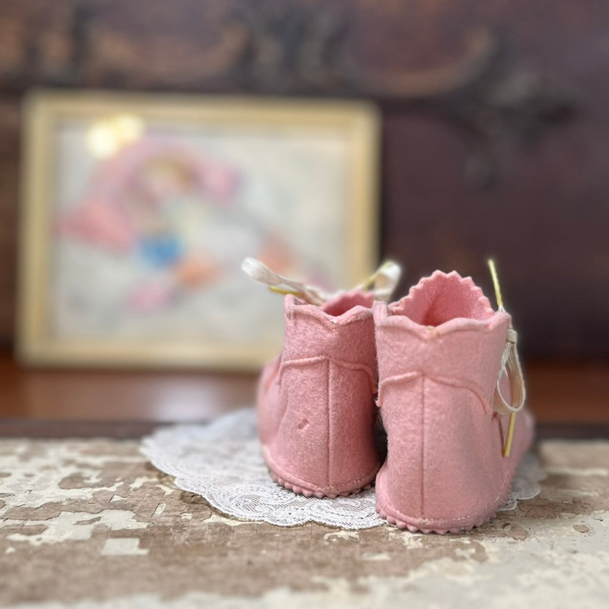 Vintage Pink Baby Booties