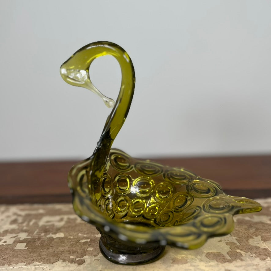 Mid-Century Green Swan Candy Dish
