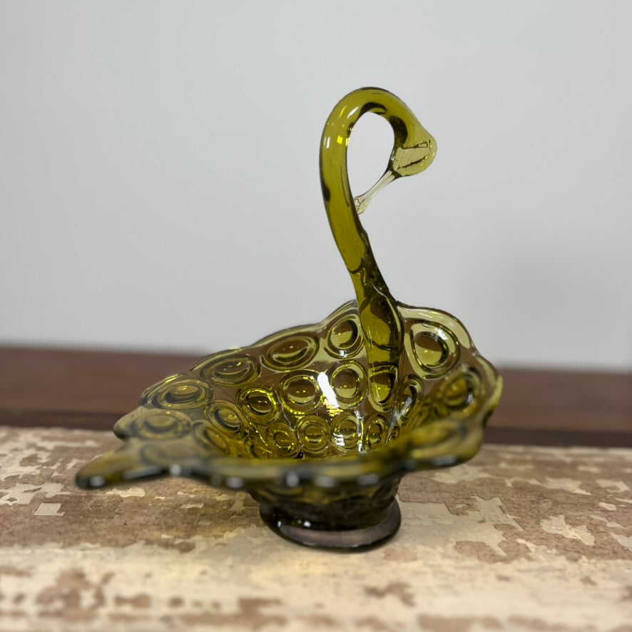 Mid-Century Green Swan Candy Dish
