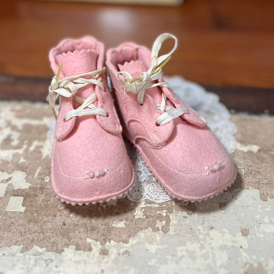 Vintage Pink Baby Booties