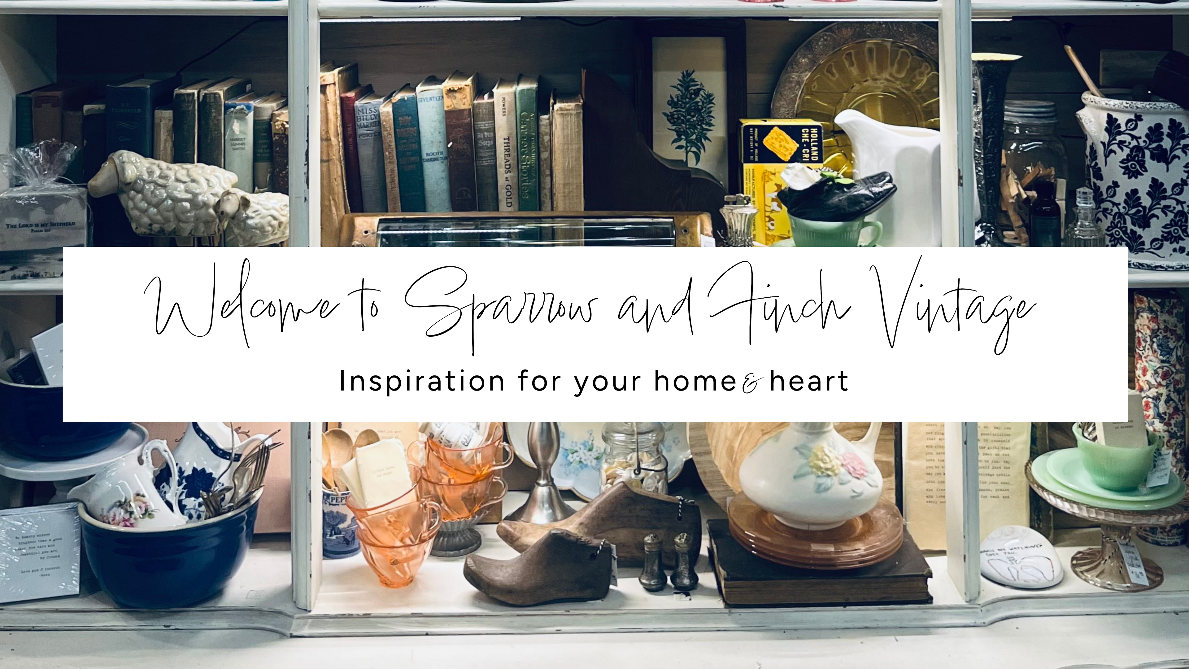 Feather your next with vintage finds from Sparrow and Finch Vintage! Find the perfect blend of warmth and whimsy with our selection of one-of-a-kind, vintage pieces that inspire your home and heart.